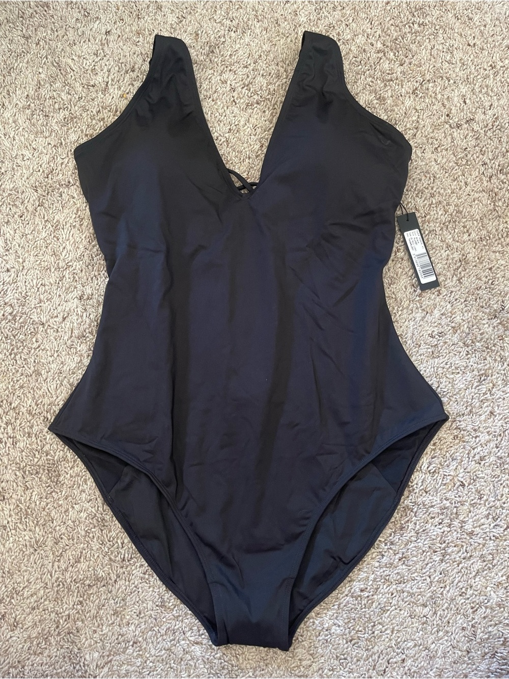 TA3 Plungey One Piece Swimsuit Black 2X Regular Long NWT
